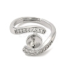 Brass Micro Pave Cubic Zirconia Cup Peg Ring Settings KK-B166-04P-2