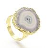 Adjustable Dyed Natural Druzy Agate Finger Rings RJEW-F104-01G-2