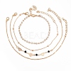 4Pcs 4 Style Alloy Chain Anklets Set with Heart SJEW-D009-05KCG-2