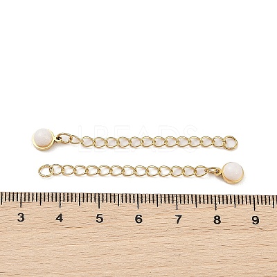 Ion Plating(IP) 316 Surgical Stainless Steel Curb Chain Extender with Natural White Jade Round Charm STAS-A097-01G-09-1