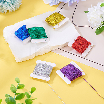 6Pcs 6 Colors 12-Ply Polyester Metallic Embroidery Threads DIY-TAC0020-74-1
