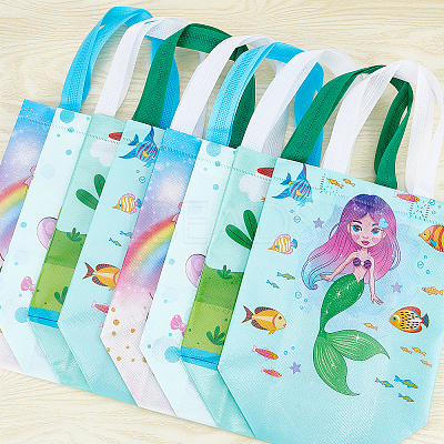 8Pcs 4 Styles Non-Woven Fabric Reusable Folding Gift Bags with Handle ABAG-GF0001-19C-1