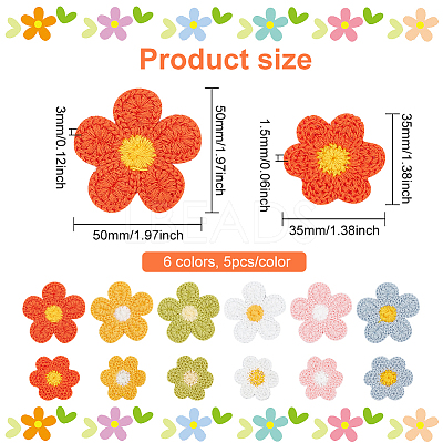 60Pcs 12 Style Flower Shape Two Tone Crochet Appliques DIY-FG0004-05-1