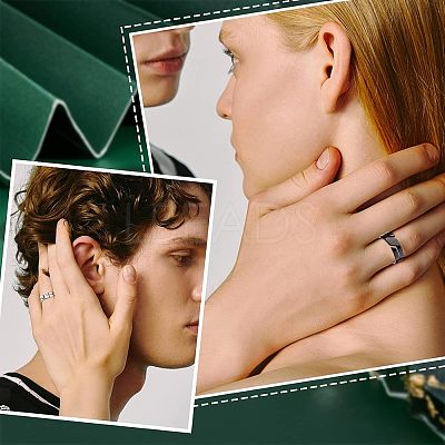 12Pcs 2 Colors 304 Stainless Steel Finger Ring RJEW-UN0001-18-1