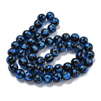 Handmade Silver/Gold Foil Lampwork Beads Strands LAMP-L079-07E-1