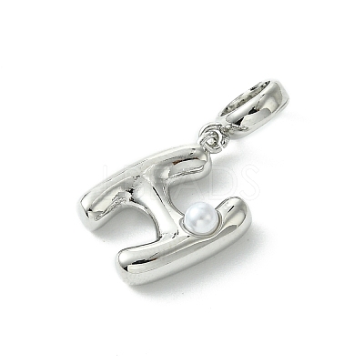 Rack Plating Brass with ABS Plastic Pearl European Dangle Charms KK-G501-02H-P-1