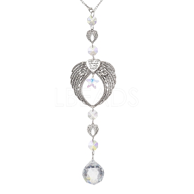 Glass Round Hanging Suncatchers HJEW-JM04608-1