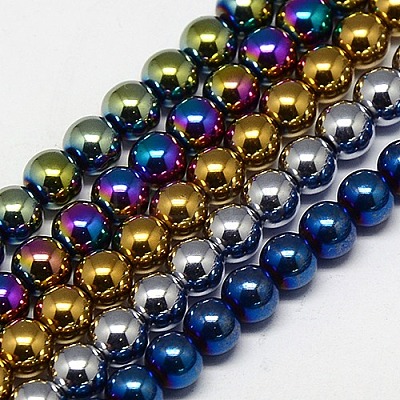 Electroplate Non-magnetic Synthetic Hematite Beads Strands G-J169A-8mm-M-1