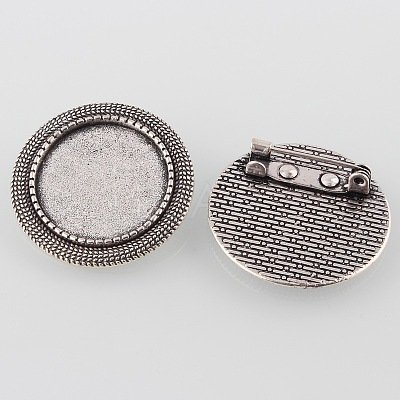 Vintage Alloy Brooch Cabochon Bezel Settings X-PALLOY-O038-20AS-1