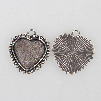 Tibetan Style Alloy Pendant Cabochon Settings X-TIBEP-N003-15AS-1