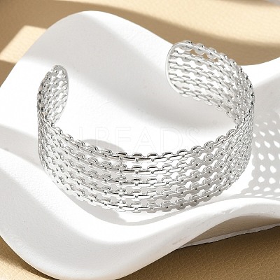 Hollow Out 304 Stainless Steel Cuff Bangles for Women BJEW-Z096-01P-1
