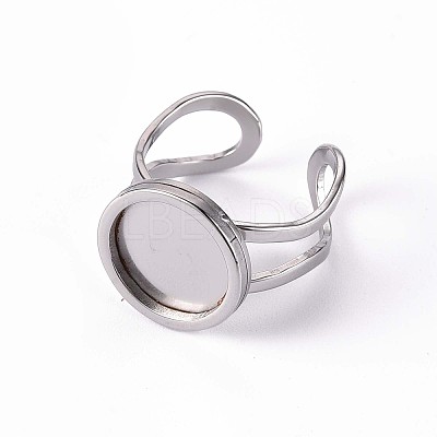 Tarnish Resistant 201 Stainless Steel Cuff Ring Findings STAS-S080-040B-P-1