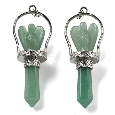 Natural Green Aventurine Pointed Big Pendants KK-H491-01P-07-1