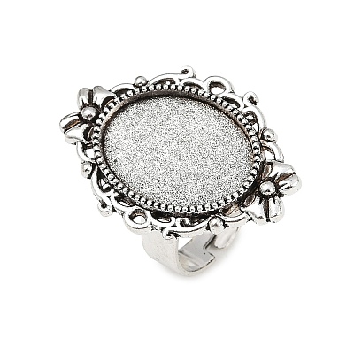 Vintage Adjustable Iron Finger Ring Components Alloy Cabochon Bezel Settings X-PALLOY-Q300-10AS-NR-1