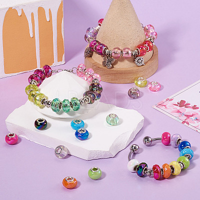 120Pcs 4 Styles Transparent & Opaque Large Hole Acrylic European Beads PACR-TA0001-14-1