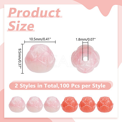 200Pcs 2 Colors Opaque Acrylic Beads OACR-HY0001-21-1