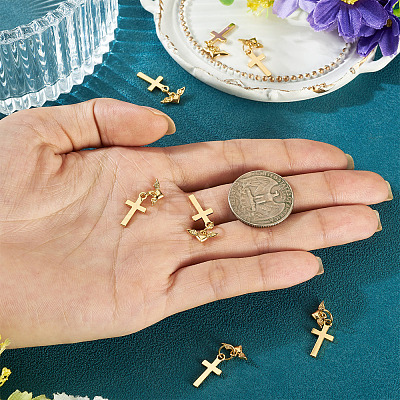 10Pcs Cross Brass Pendants PALLOY-TAC0274-1