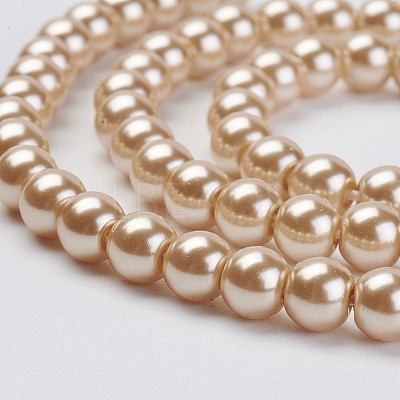 Eco-Friendly Glass Pearl Bead Strands X-HY-A008-6mm-RB019-1