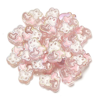 UV Plating Rainbow Iridescent Acrylic Enamel Beads X-OACR-G012-07-1