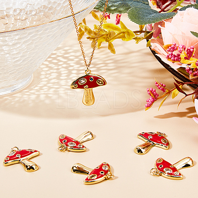 6Pcs Autumn Theme Real 18K Gold Plated Brass Micro Pave Cubic Zirconia Pendants ZIRC-BBC0002-34-1