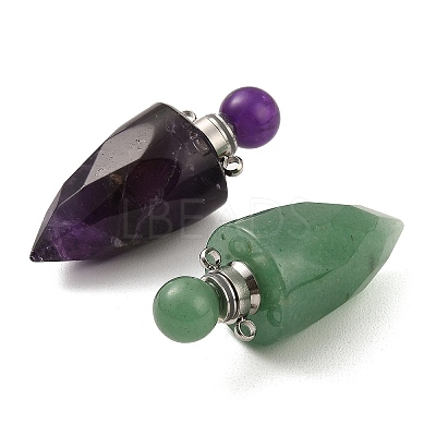 Natural Mixed Stone Openable Perfume Bottle Pointed Pendants G-F754-02P-1
