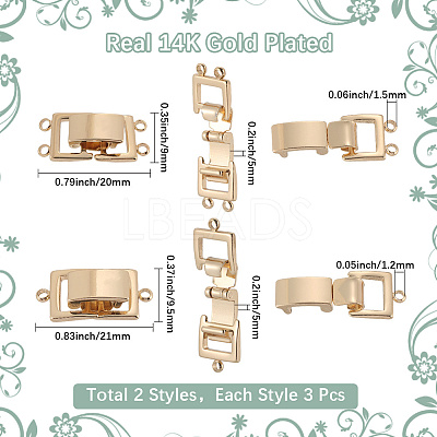 6Pcs 2 Style Brass Watch Band Clasps KK-SC0006-73-1