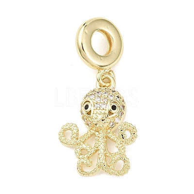Brass Micro Pave Clear Cubic Zirconia Sea Animal European Dangle Charms LS-KK-B159-04G-01-1