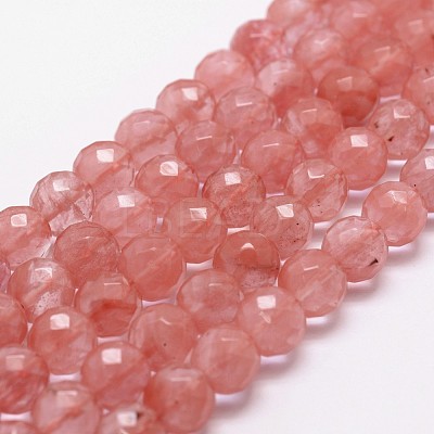 Cherry Quartz Glass Beads Strands X-G-D840-43-6mm-1