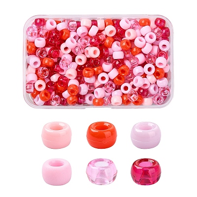 480Pcs 6 Colors Opaque & Transparent Plastic Beads KY-YW0001-75C-1