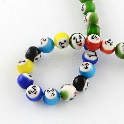 Round Handmade Lampwork Bead Strands X-LAMP-S169-03-1