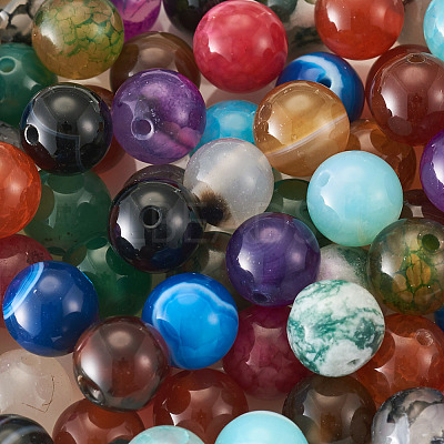 225Pcs 15 Style Natural Agate Round Beads G-TA0001-36-1