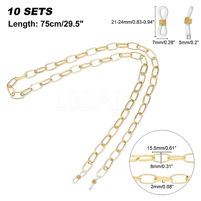 Aluminium Cable Chains/Paperclip Chains Eyeglasses Chains AJEW-AR0001-09G-1