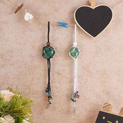 12Pcs Wing Braided Nylon Cord Macrame Pouch Pendant Decorations AJEW-SW00009-04-1