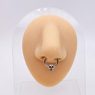 304 Stainless Steel Skull Circular/Horseshoe Barbell Nose Rings WG89838-01-1