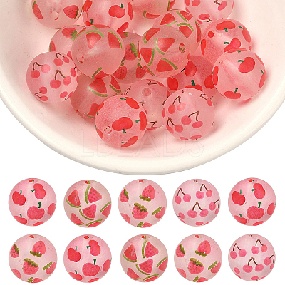 20Pcs 4 Styles Transparent Frosted Acrylic Beads FACR-YW0001-12-1