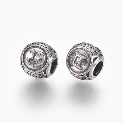 316 Surgical Stainless Steel European Beads STAS-P212-18P-12-1