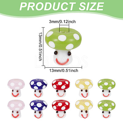 10Pcs 5 Colors Handmade Lampwork Beads GLAA-GO0001-03-1