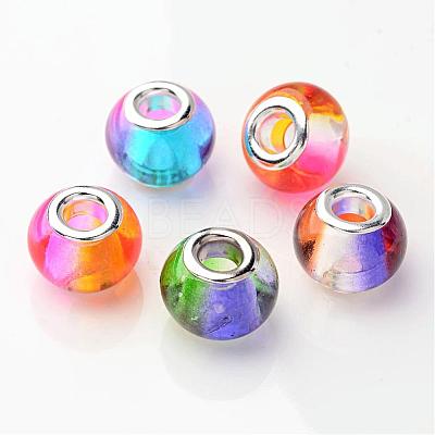 Spray Painted Two Tone Glass European Beads GPDL-R003-M1-1
