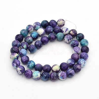 Synthetic Ocean White Jade Round Bead Strands X-G-M165-6mm-01-1