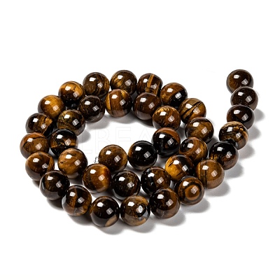 Natural Grade AB Tiger Eye Round Beads Strands G-O047-02-10mm-1