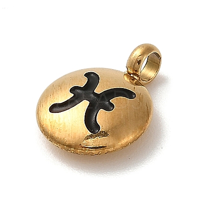 304 Stainless Steel Black Enamel Charms STAS-R009-02G-08-1