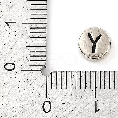 925 Sterling Silver Flat Round with Letter Beads LS-STER-G044-01AS-Y-1