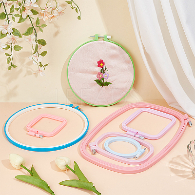 7Pcs 7 Styles Adjustable ABS Plastic Embroidery Hoops EMBR-OC0001-01-1