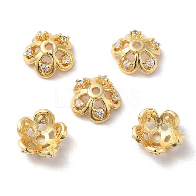 Brass Micro Pave Cubic Zirconia Bead Cap KK-E068-VF844-2-1