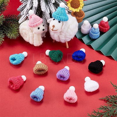 50Pcs 10 Colors Polyester Doll Woolen Hat DOLL-CP0001-01-1