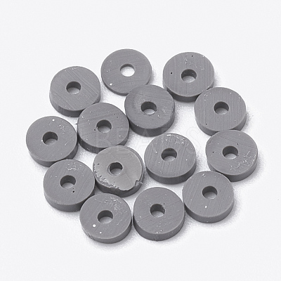 Flat Round Handmade Polymer Clay Bead Spacers X-CLAY-R067-4.0mm-40-1