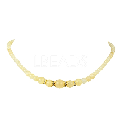 Natural Golden Silk Jade Round Graduated Beaded Necklaces NJEW-JN06330-1