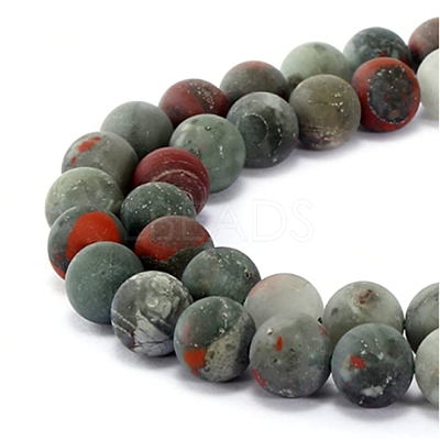Natural Bloodstone/Heliotrope Stone Beads Strands G-P001-21-1