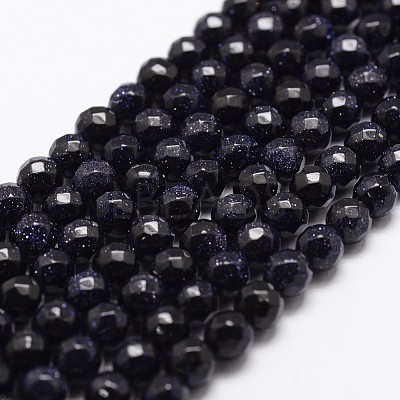 Synthetic Blue Goldstone Beads Strands X-G-D840-14-4mm-1
