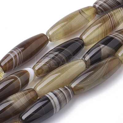 Natural Striped Agate/Banded Agate Beads Strands G-S280-10-1